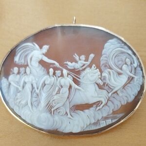 Elegant Cameo Pendant in Gold and White